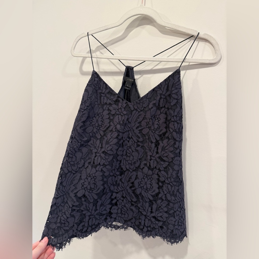 J.Crew Elegant Black Lace Camisole Top